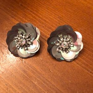 Kate Spade Black and Silver Floral Earrings